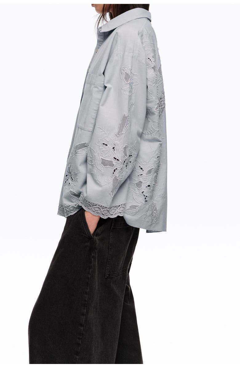 Bimba y Lola Straight-fit Shirt With Embroidery, Alternate, color, Light Blue