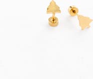 Pip Pop Girls' Christmas Tree Flatback Stud Hypoallergenic Earrings