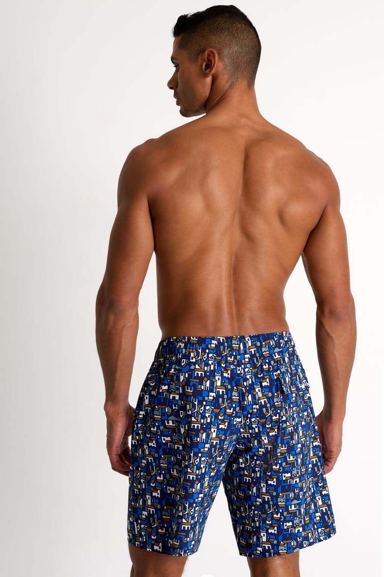 Long fit stretch swim trunks, Alternate, color, Print