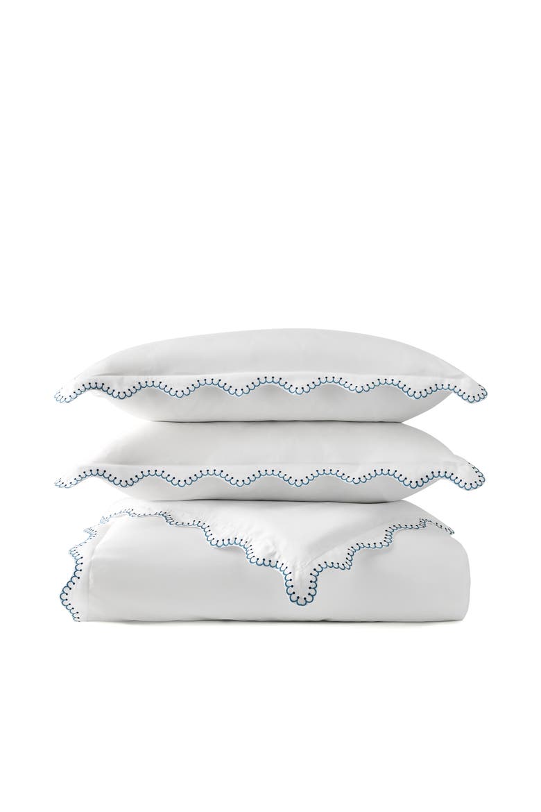 Lucerne Scallop Luxury Cotton Sateen Embroidered Duvet Cover Sets, Main, color, Indigo