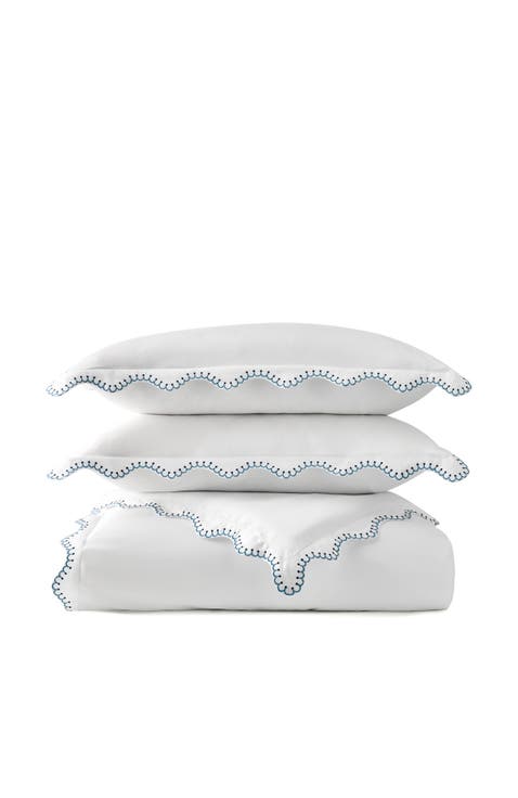 Lucerne Scallop Luxury Cotton Sateen Embroidered Duvet Cover Sets