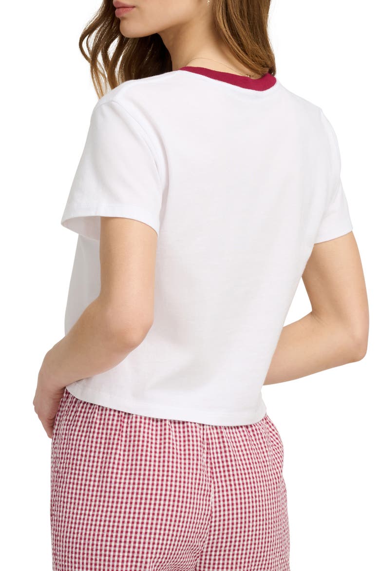 The Signature Crop Graphic T-Shirt, Alternate, color, OFF WHITE/ RASPBERRY