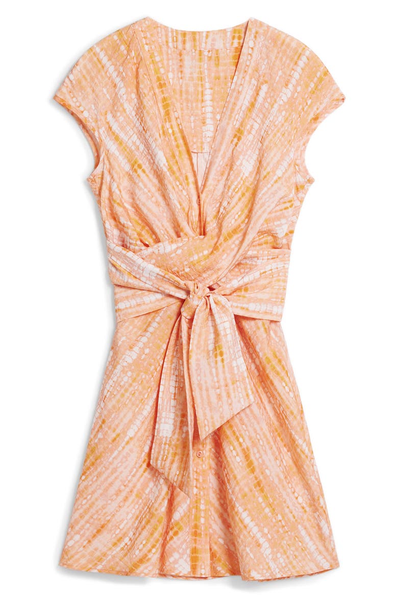 Print Tie Waist Dress, Alternate, color, ORANGE