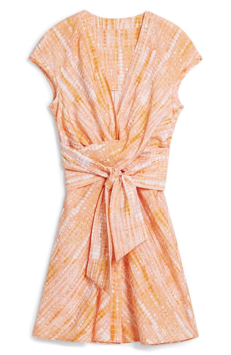 Desigual Print Tie Waist Dress, Alternate, color, Orange