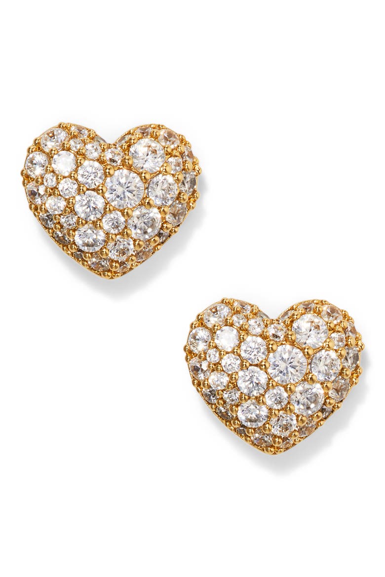 Gifted Heart Stud Earrings, Main, color, GOLD