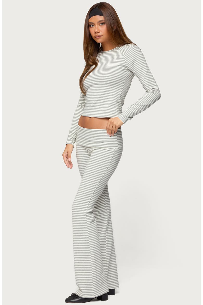 Kaeli Stripe Crop Cotton Blend Top, Alternate, color, GRAY-AND-WHITE