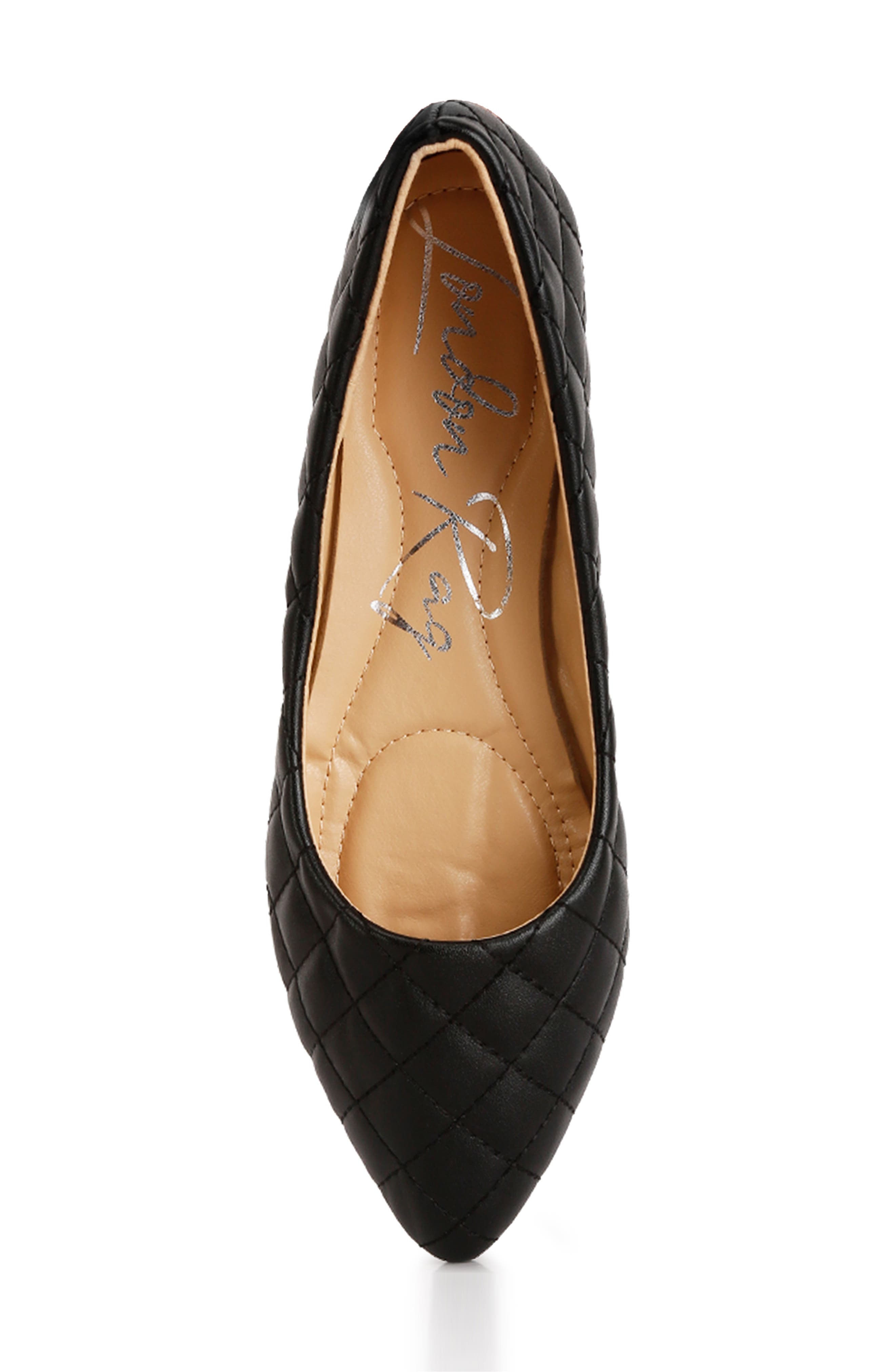 LONDON RAG Rikhani Quilted Pointed Toe Ballet Flat, Alternate, color, Black