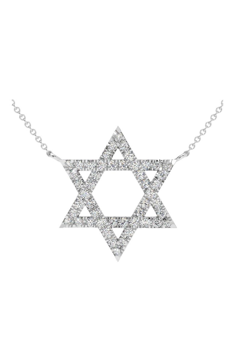Bliss Diamond 1Ct TW Diamond Jewish Star Pendant 14k Gold Lab Grown Necklace 1" Tall, Main, color, 14K White Gold