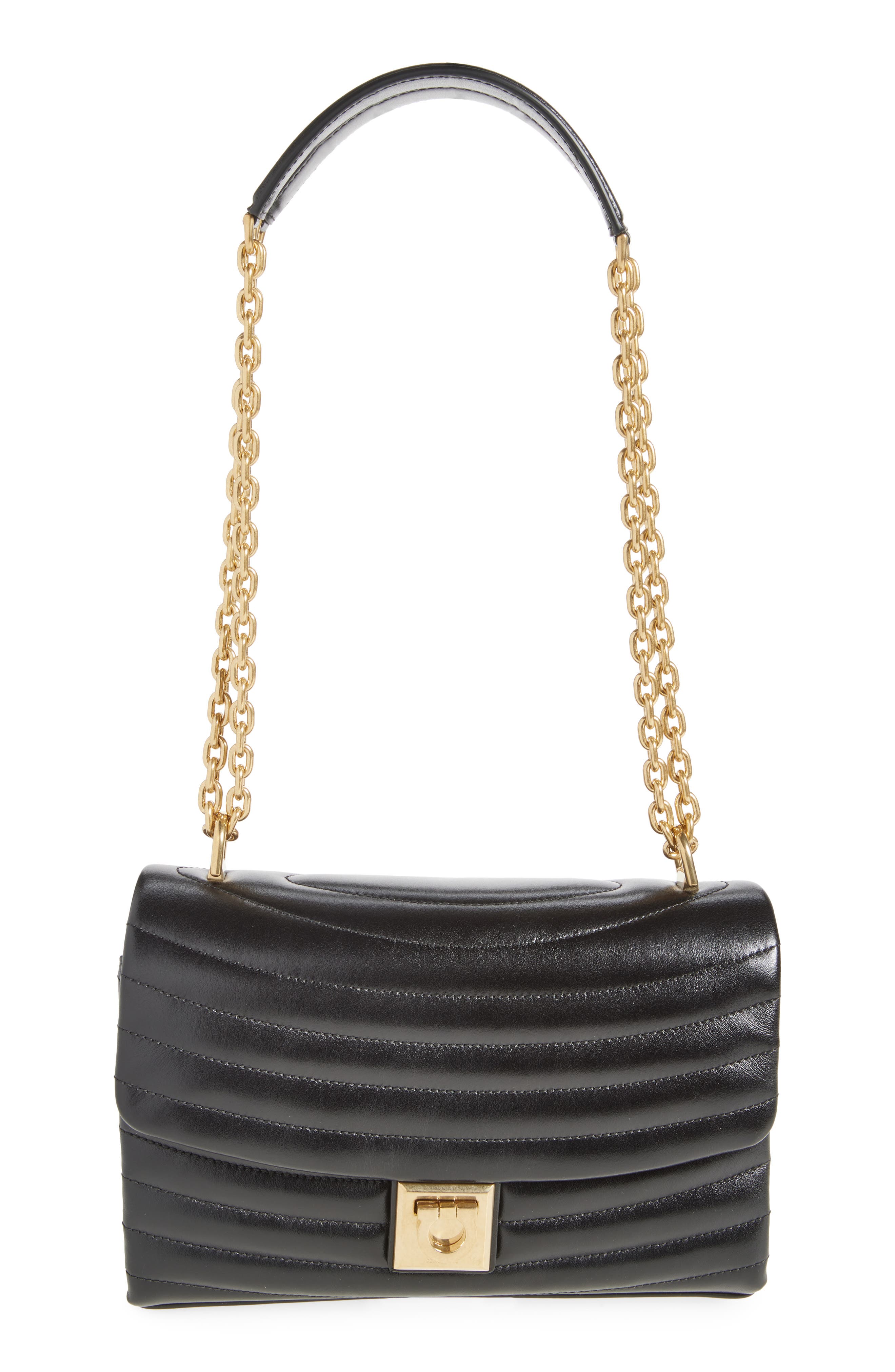 FERRAGAMO Medium Matelassé Leather Shoulder Bag, Main, color, 