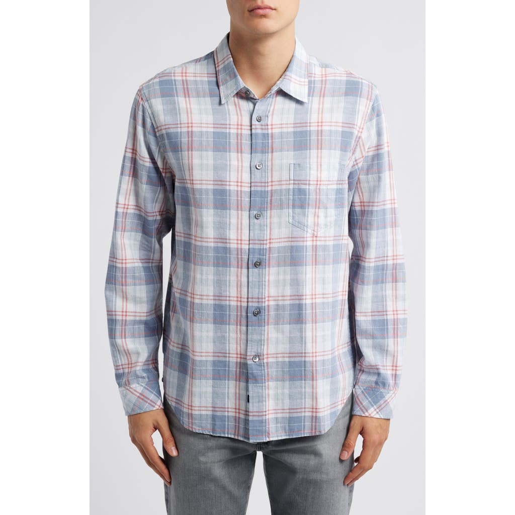 Rails Clyde Printed Button Front Shirt In Legacy Blue Crimson