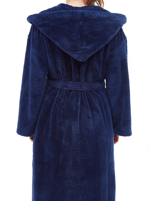 Arus Womens Long Fleece Robe With Hood In Blue