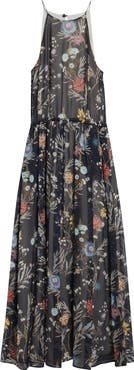 Eleventy Floral Silk Chiffon Maxi Dress
