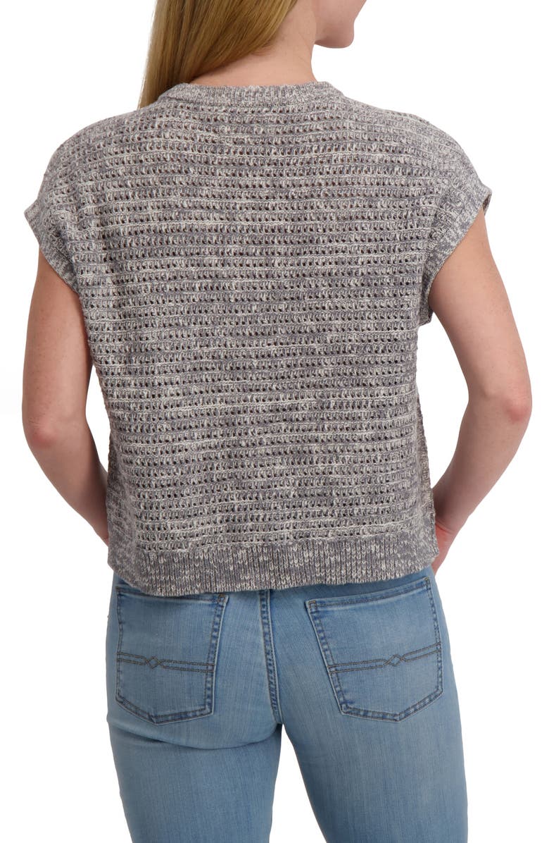 Lucky Brand Short Sleeve Cotton Cardigan, Alternate, color, Medium Heather Grey