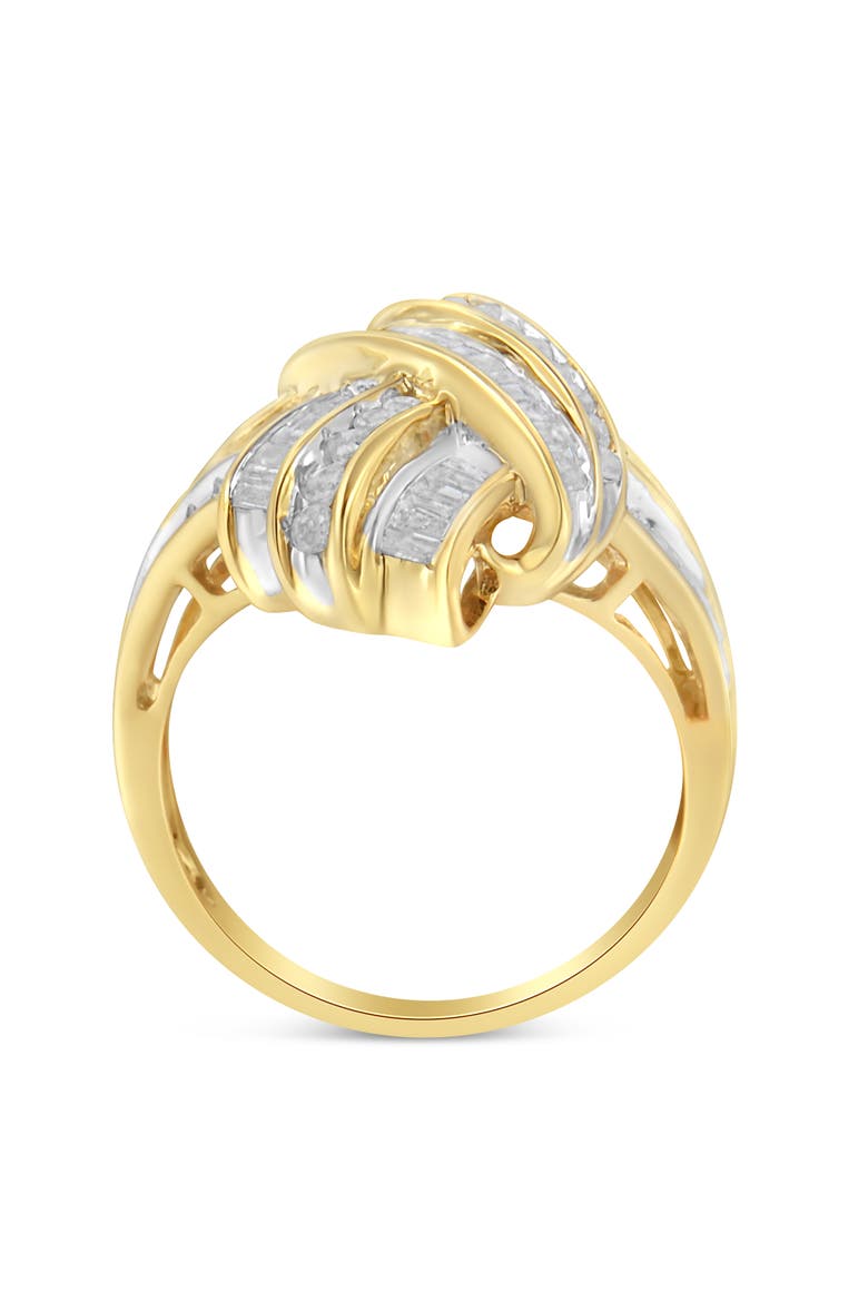 10K Yellow Gold 1 1/5 Cttw Diamond Bypass Cocktail Ring, Alternate, color, Yellow Gold