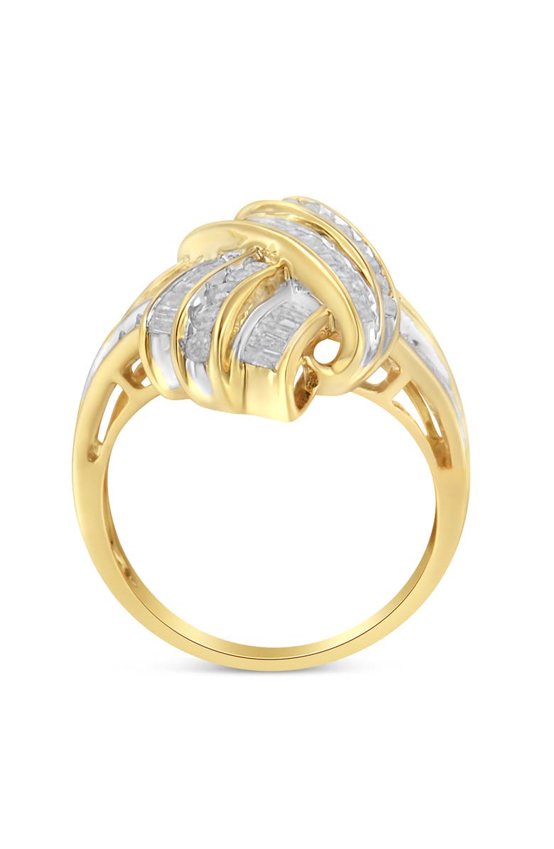 Haus of Brilliance 10K Gold Over Silver 1.0Cttw Diamond Knot Channel Statement Ring, Alternate, color, Yellow Gold Over Silver