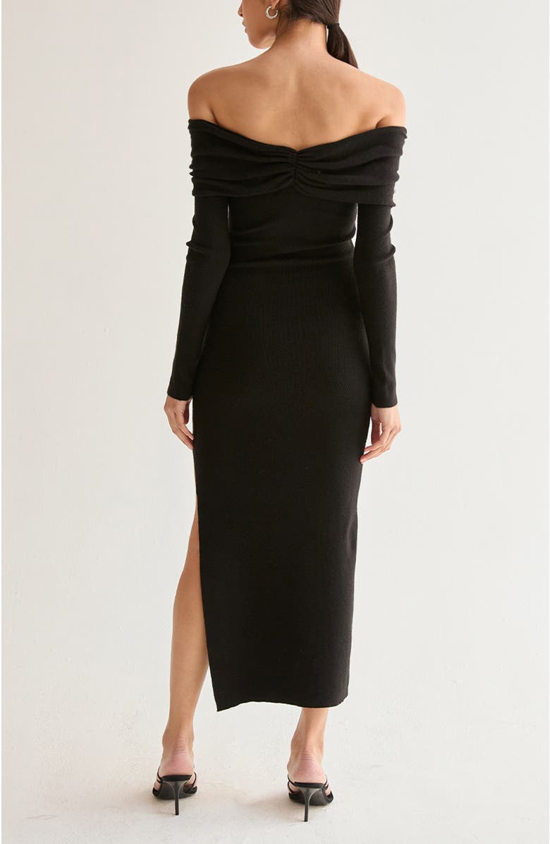 CRESCENT Off Shoulder Sweater Dress, Alternate, color, Black