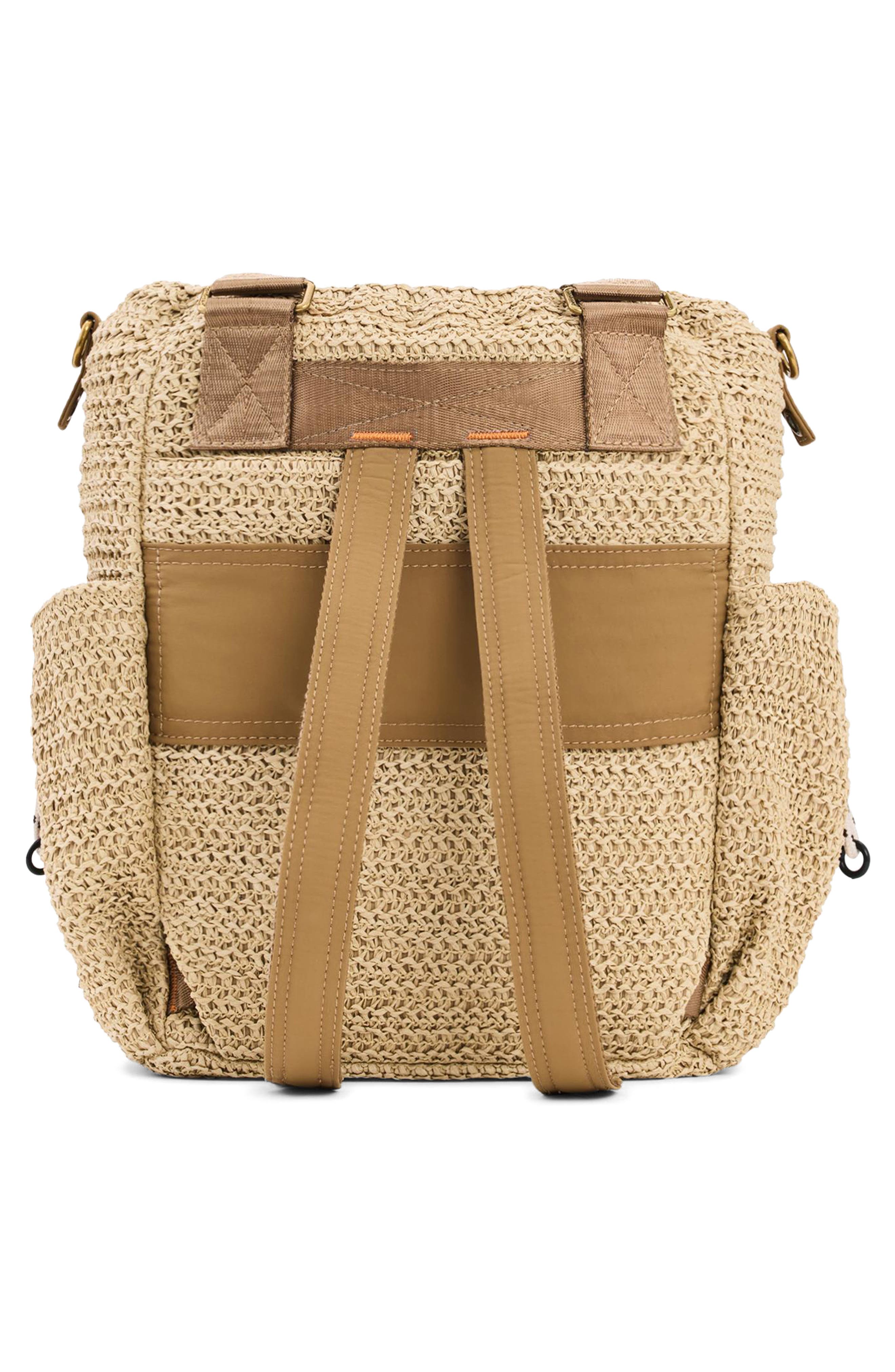 Desigual Medium Voyager Raffia Backpack, Alternate, color, Dark Beige
