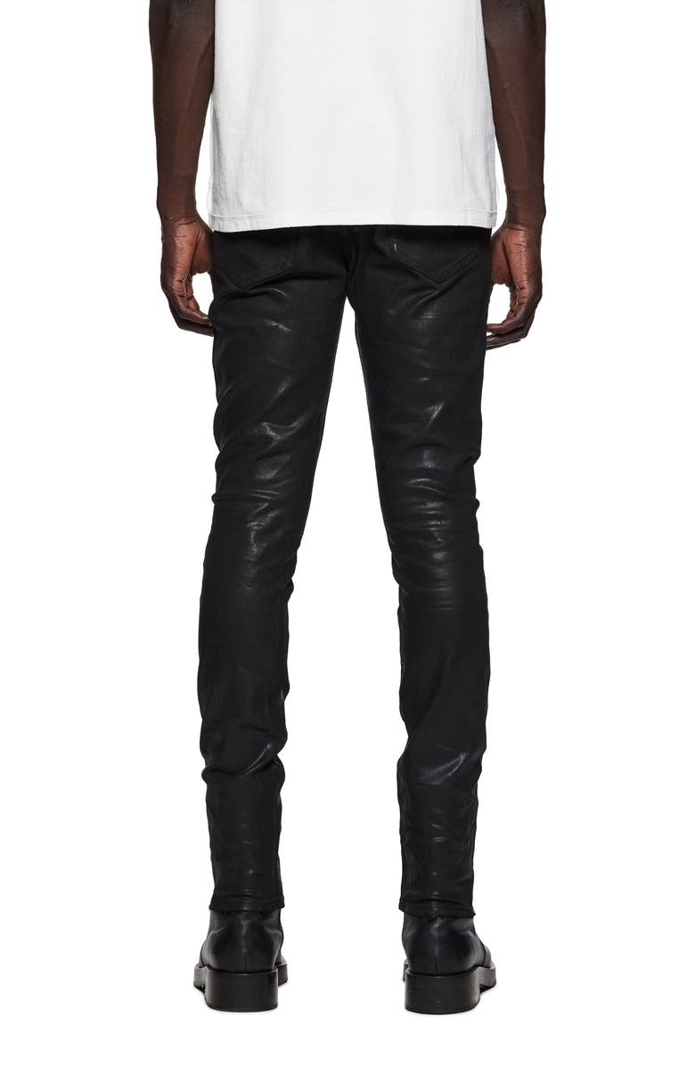PURPLE BRAND Coated Skinny Jeans, Alternate, color, Black