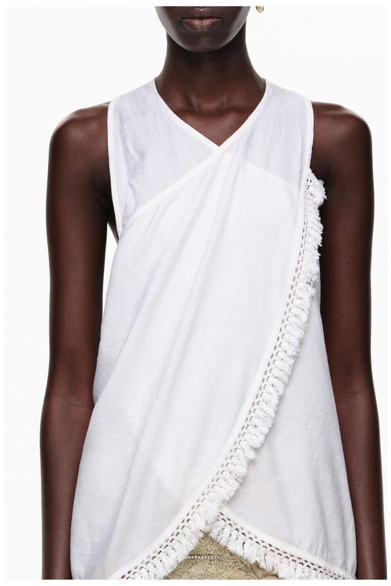 Fringed Wrap Top, Main, color, WHITE