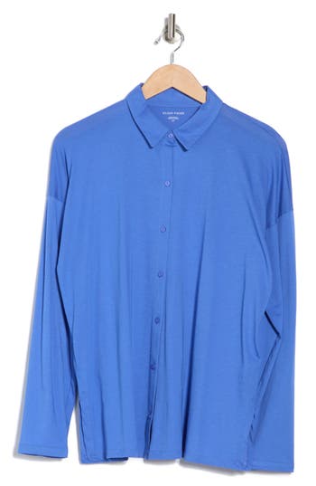 Eileen Fisher Long Boxy Organic Cotton Button-up Shirt