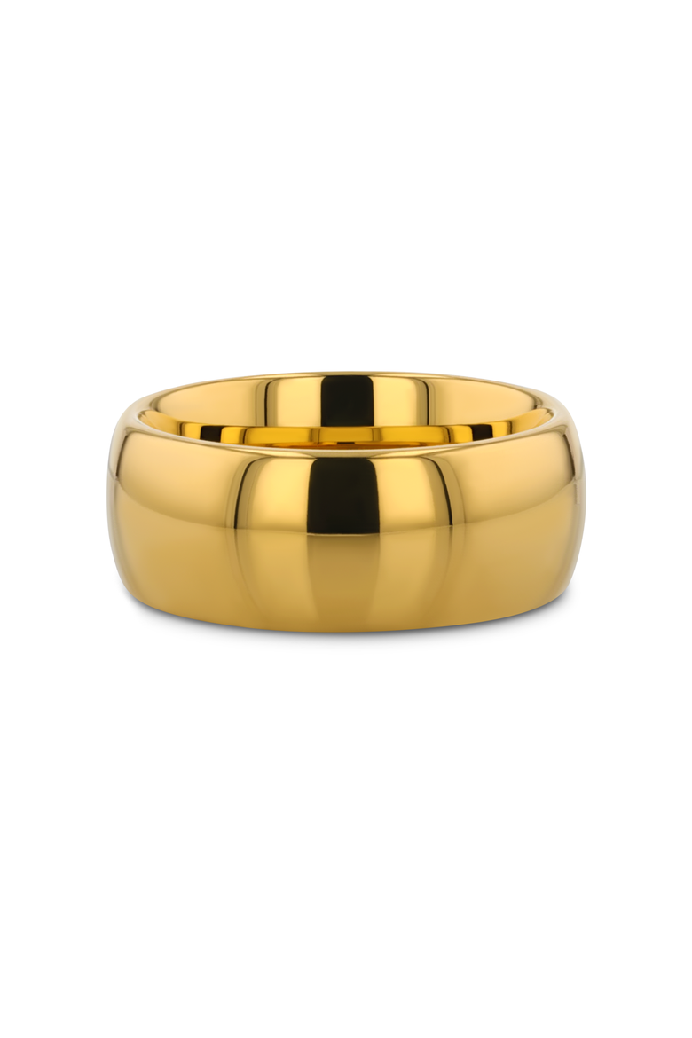 Traditional Domed Tungsten Carbide Wedding Ring, Alternate, color, Gold 10mm