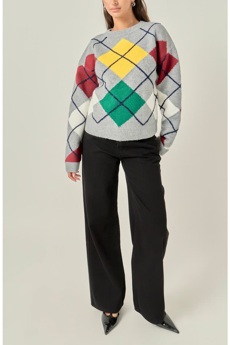 Argyle Sweater, Alternate, color, LIGHT GREY MULTI