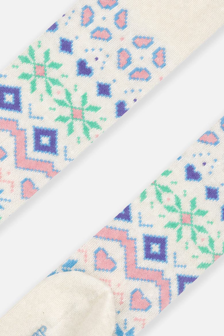Fair Isle Ribbed Waistband Stretch Fit Tights, Alternate, color, Beige and Multicolored