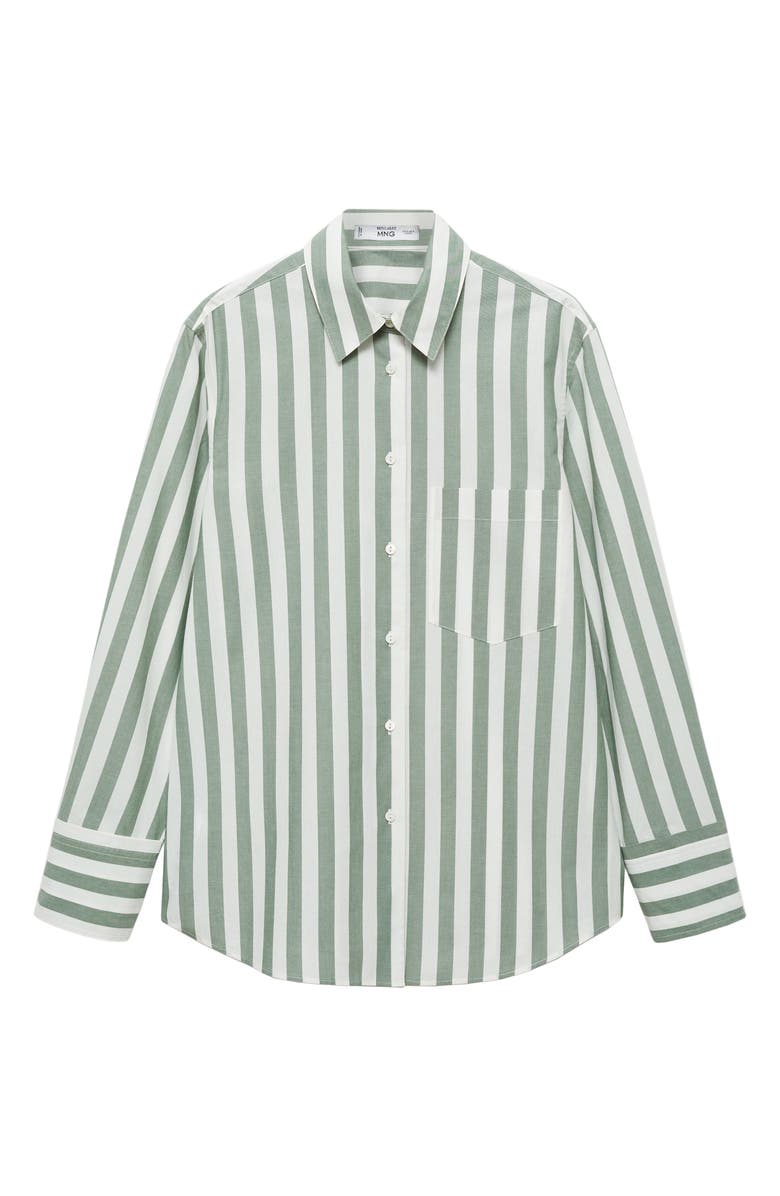 MANGO Stripe Cotton Button-Up Shirt, Alternate, color,