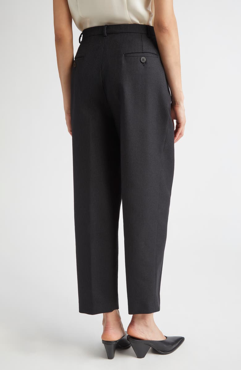 Altuzarra Emmett Pinstripe Pleated Virgin Wool Tapered Leg Pants, Alternate, color, Black/ Ivory Pinstripe