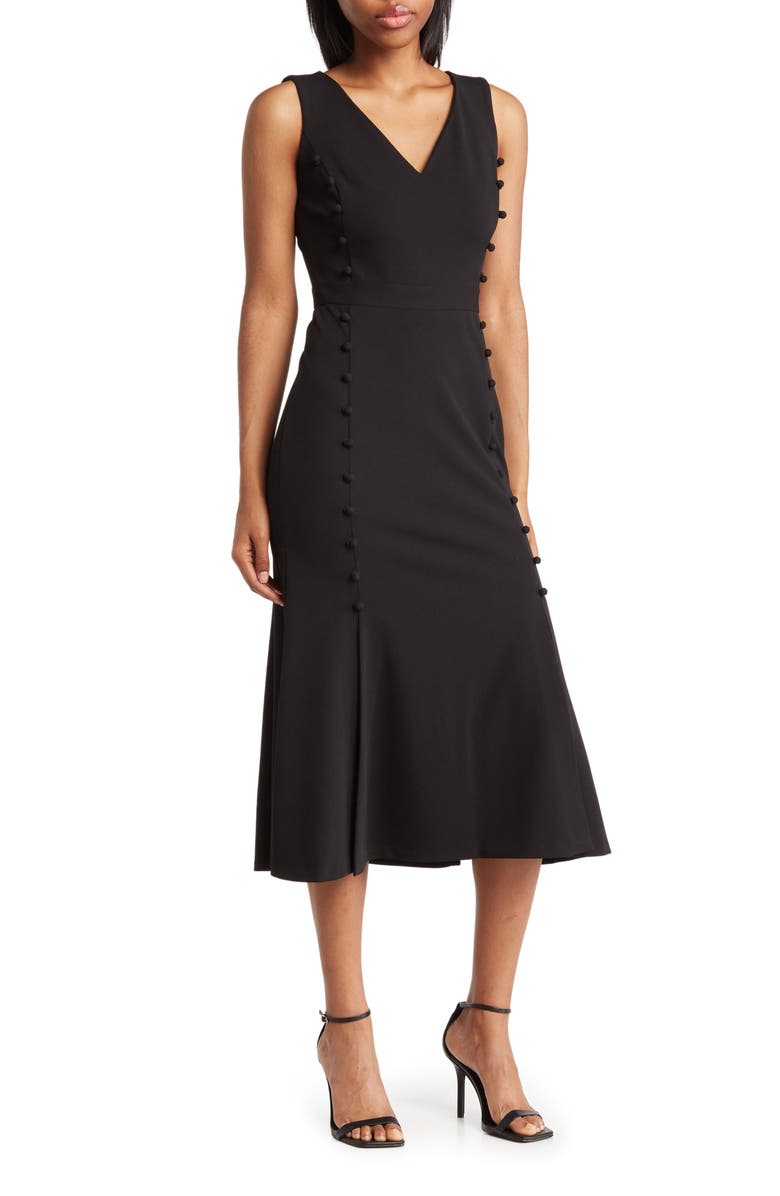 Calvin Klein Sleeveless Button Accent Midi Dress, Main, color, 