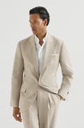 Brunello Cucinelli Mouliné virgin wool twill deconstructed blazer with large peak lapels