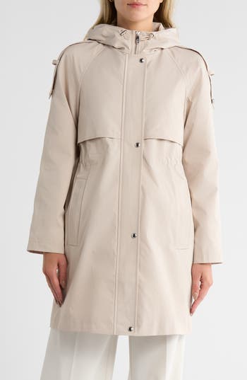 Sam Edelman Hooded Rain Anorak In Neutral