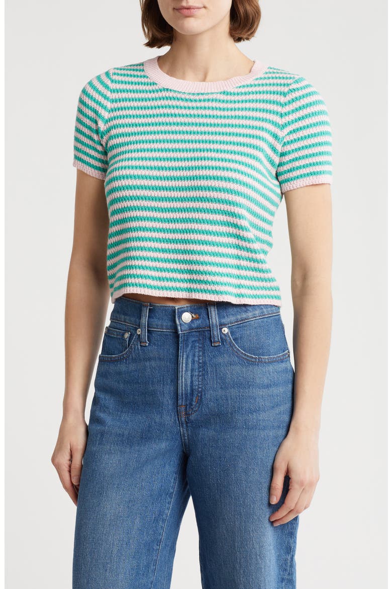 Ida Short Sleeve Sweater, Main, color, PINK GREEN COMBO