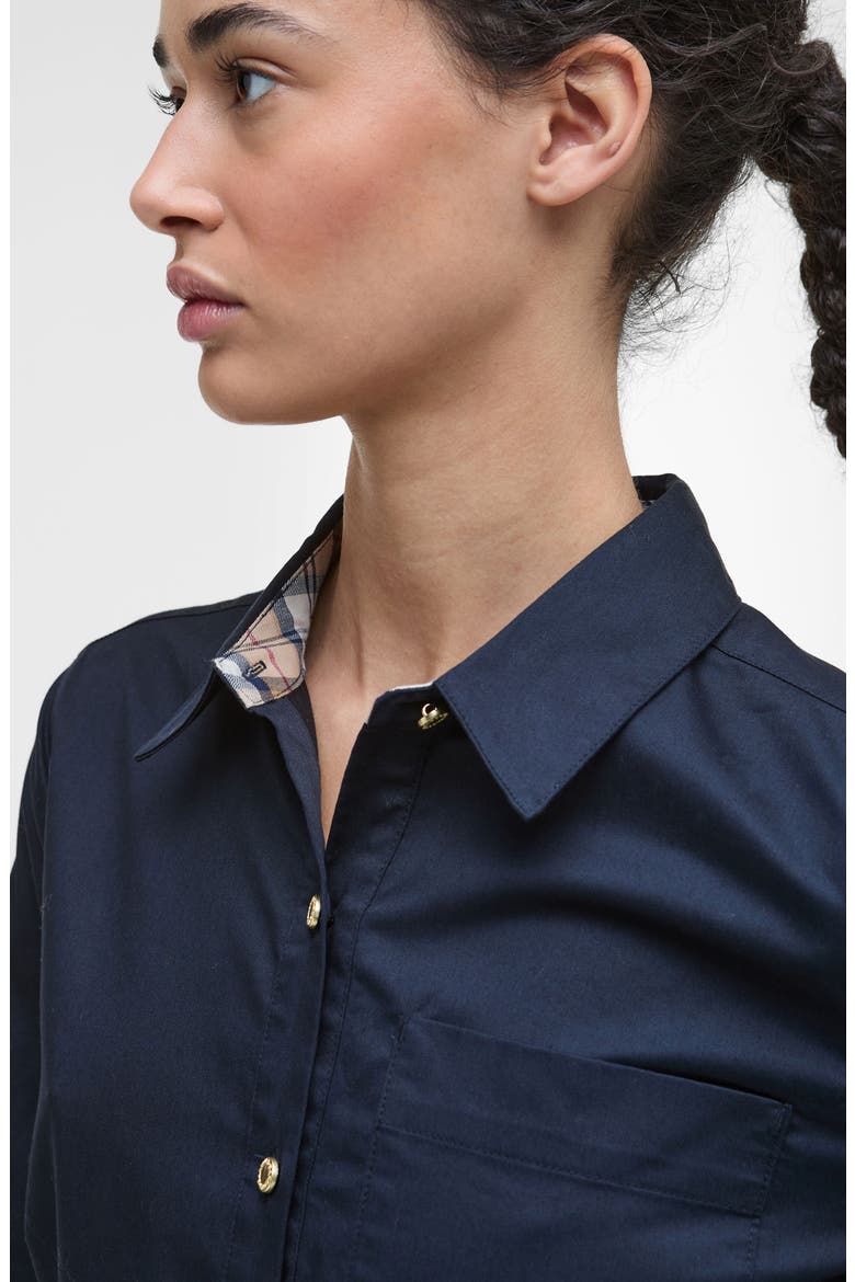 Saffron Cotton Fit & Flare Midi Shirtdress, Alternate, color, DARK NAVY
