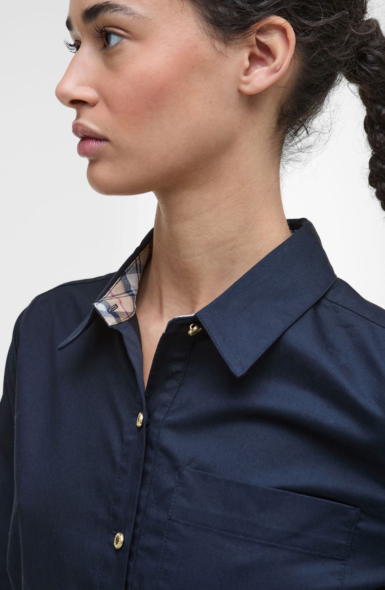 Barbour Saffron Cotton Fit & Flare Midi Shirtdress, Alternate, color, Dark Navy