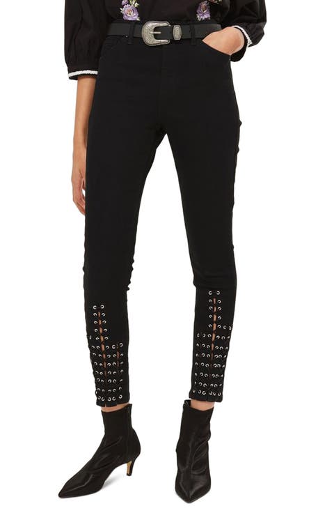 Lattice Crop Skinny Jeans