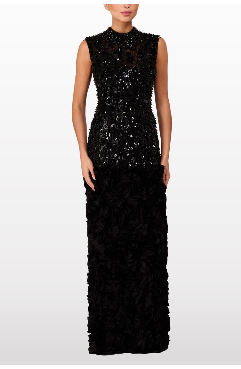 Jenny Packham Julianne Sequin-Embellishment Ruffle Maxi Dress, Alternate, color, Liquorice