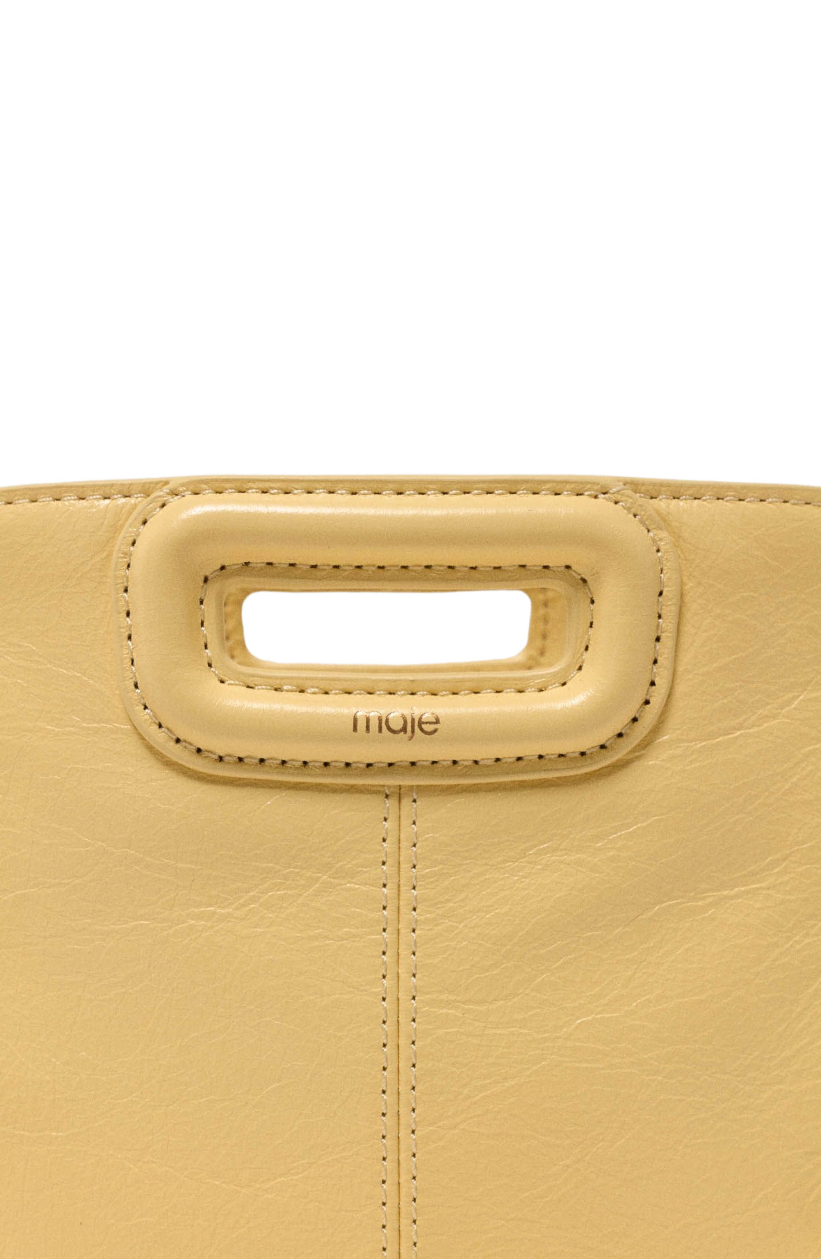maje Matte crackled leather M Mini bag, Alternate, color, Pale Yellow