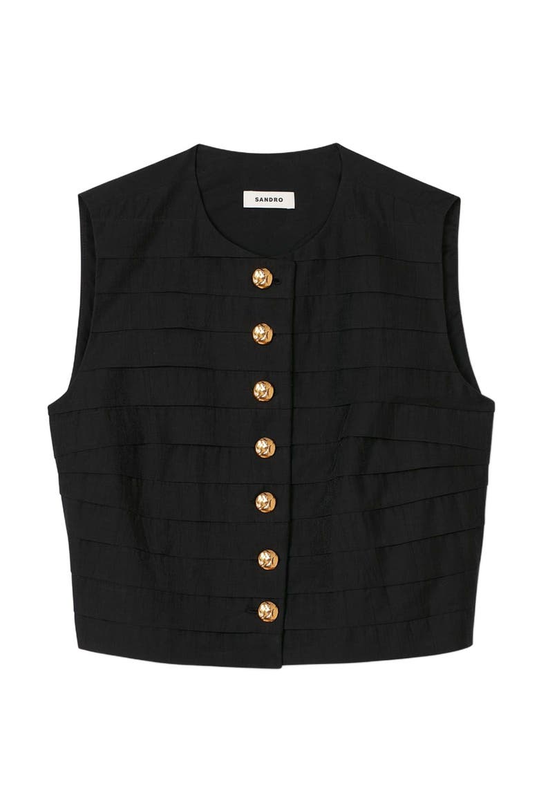 Pleated crop top, Alternate, color, Black