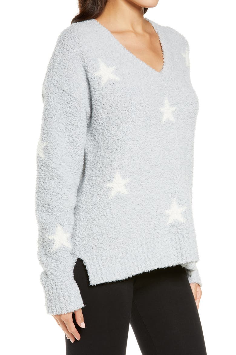 UGG Cecilia V-Neck Sweater, Alternate, color, GREY/ WHITE STARS