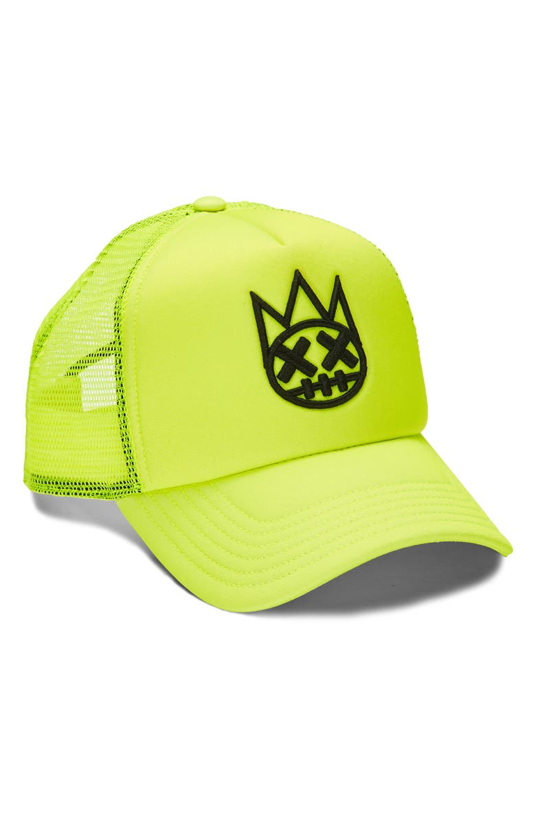 Cult of Individuality Clean Shimuchan Logo Trucker Hat, Main, color, Neon Yellow