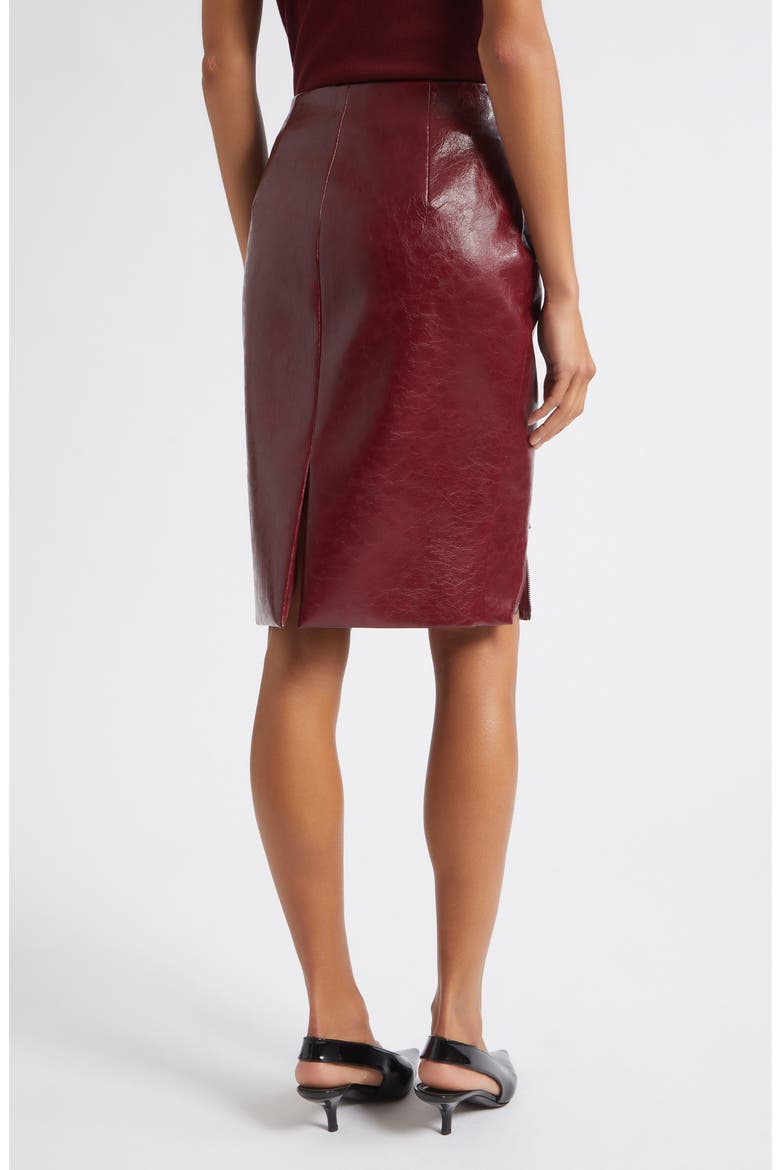 Verena Zip Front Faux Leather Skirt, Alternate, color, OXBLOOD