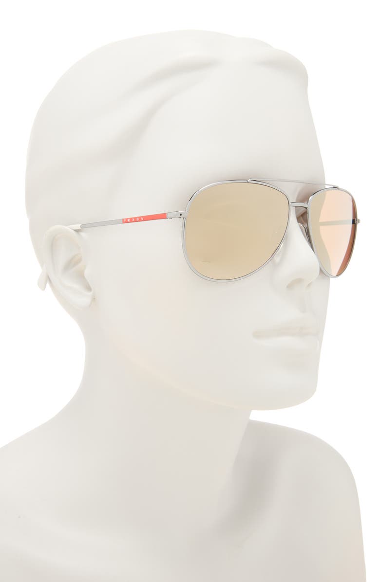 Prada Linea Rossa 57mm Pilot Sunglasses, Alternate, color,