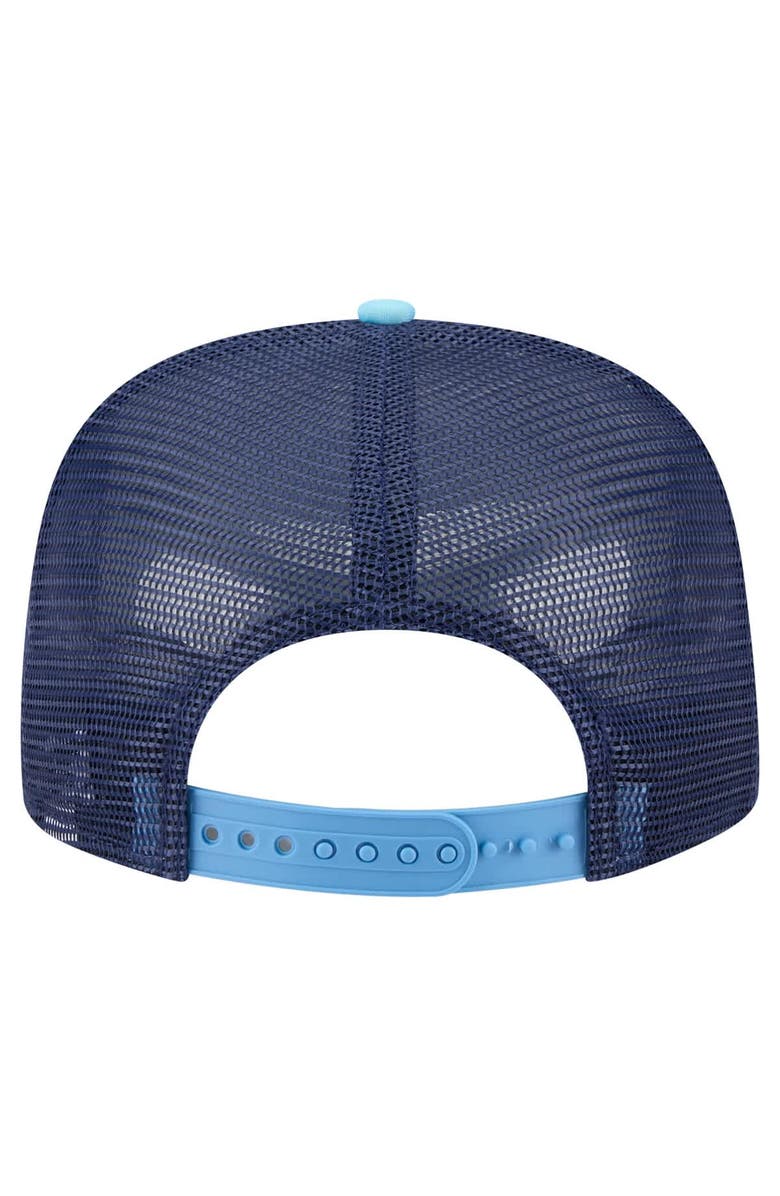 New Era Men's New Era White/Light Blue Tampa Bay Rays Retro Script Trucker 9FIFTY Snapback Hat, Alternate, color, White