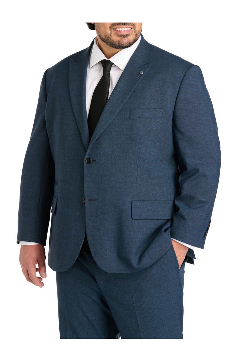 Big & Tall Jacket-Relaxer Performance Mélange Suit Jacket, Main, color, BLUE