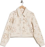 BLANKNYC Eyelet Embroidered Denim Trucker Jacket