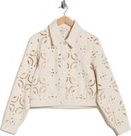 BLANKNYC Eyelet Embroidered Denim Trucker Jacket