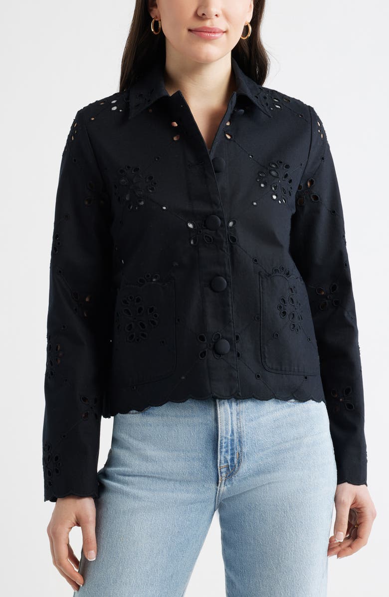 Caslon<sup>®</sup> Eyelet Lace Jacket, Alternate, color, Black