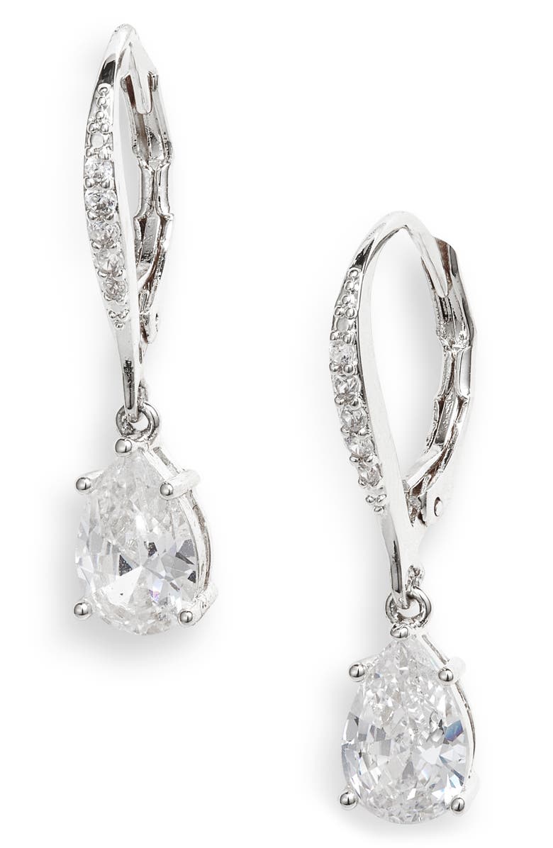 Nordstrom Pear Cubic Zirconia Drop Earrings, Main, color, 