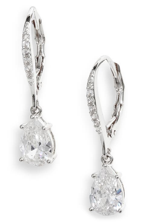 Pear Cubic Zirconia Drop Earrings